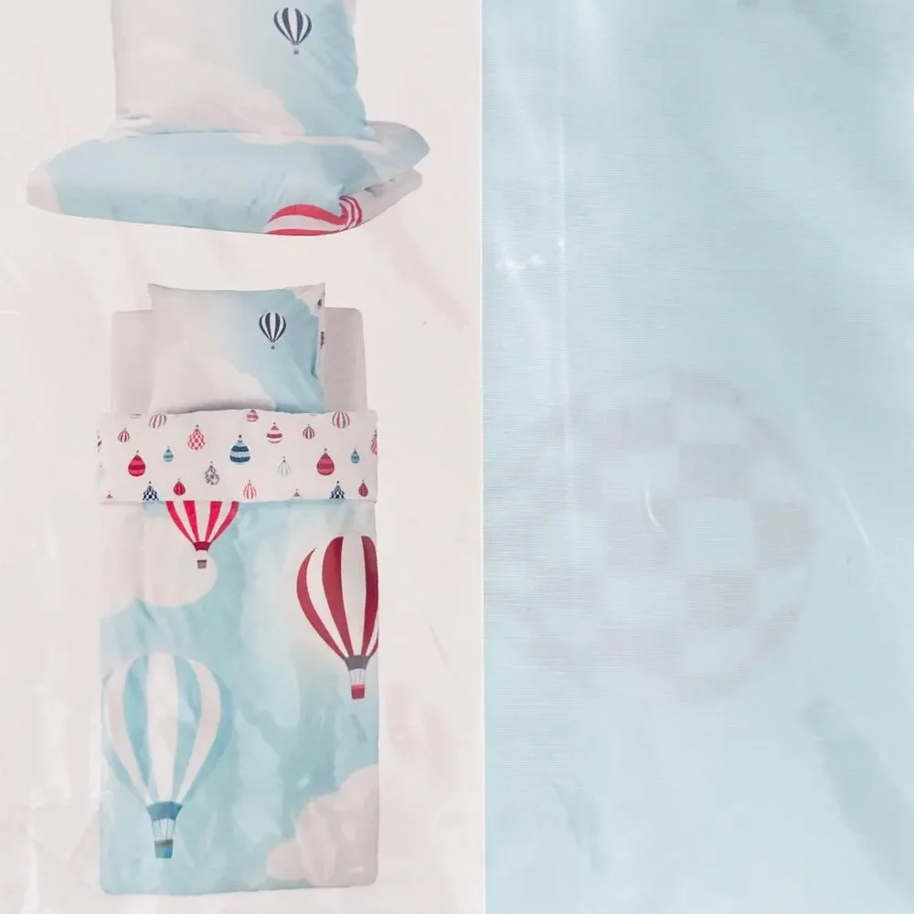 IKEA UPPTAG Twin Blue Air Balloon Pattern Duvet Cover & PIllow Case